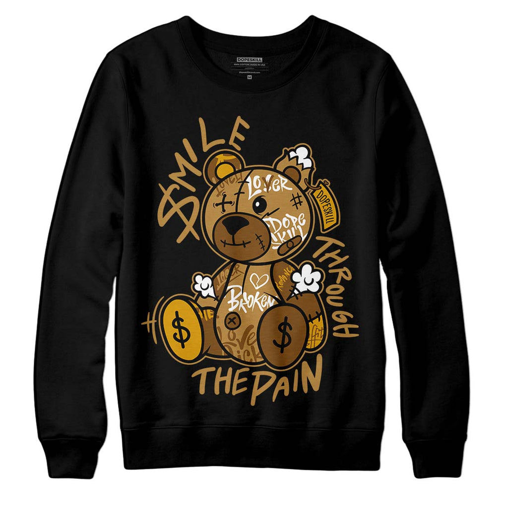 Jordan 13 Wheat 2023 DopeSkill Sweatshirt Smile Through The Pain Graphic Streetwear - Black