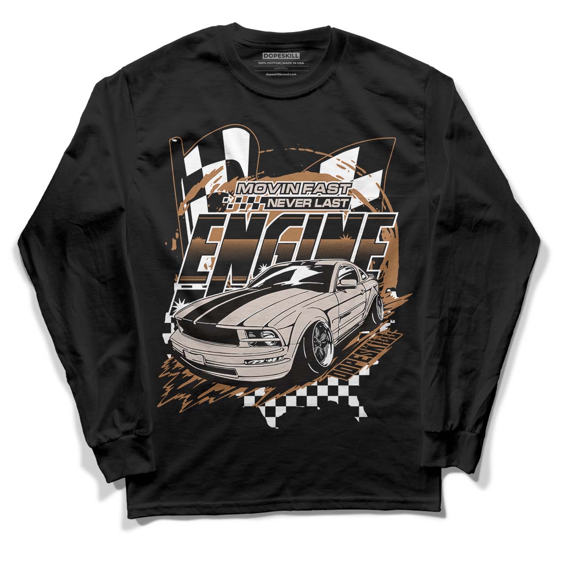 Jordan 3 Retro Palomino DopeSkill Long Sleeve T-Shirt ENGINE Tshirt Graphic Streetwear - Black