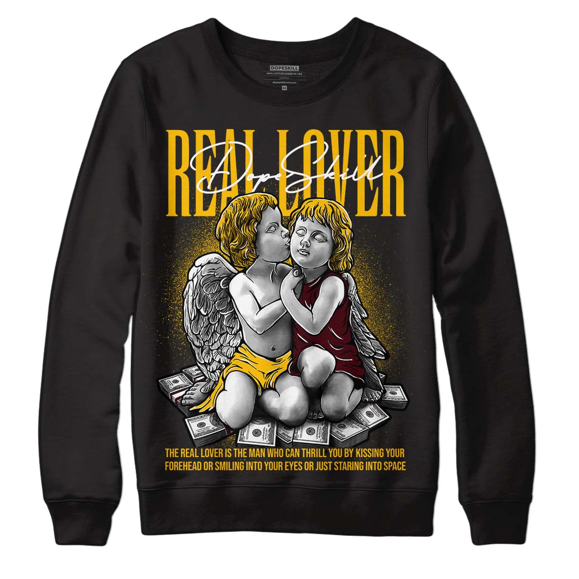 Dunk Yellow Bordeaux DopeSkill Sweatshirt Real Lover Graphic Streetwear - Black