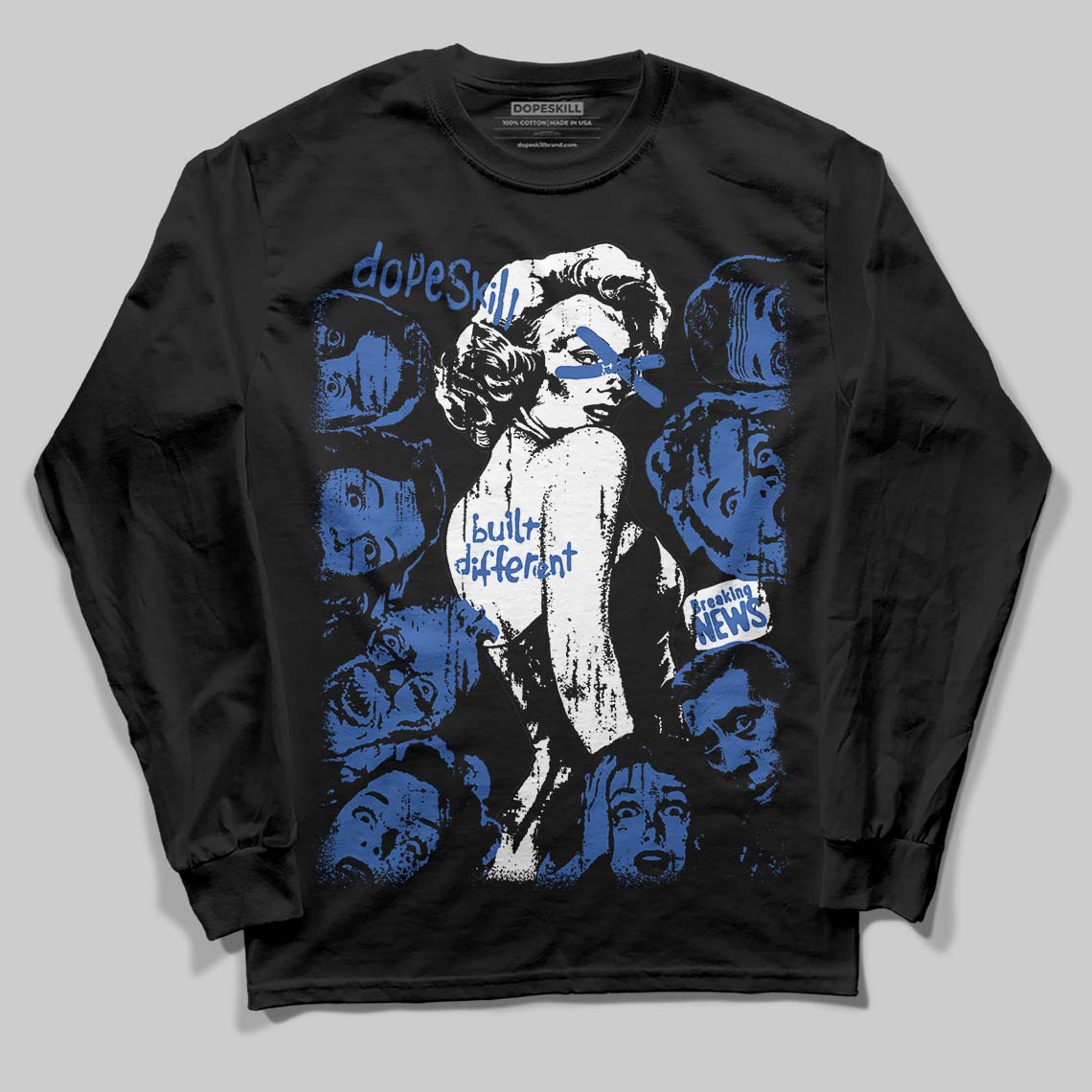 Jordan 1 Low Travis Scott x Fragment DopeSkill Long Sleeve T-Shirt Built Different Graphic Streetwear - Black