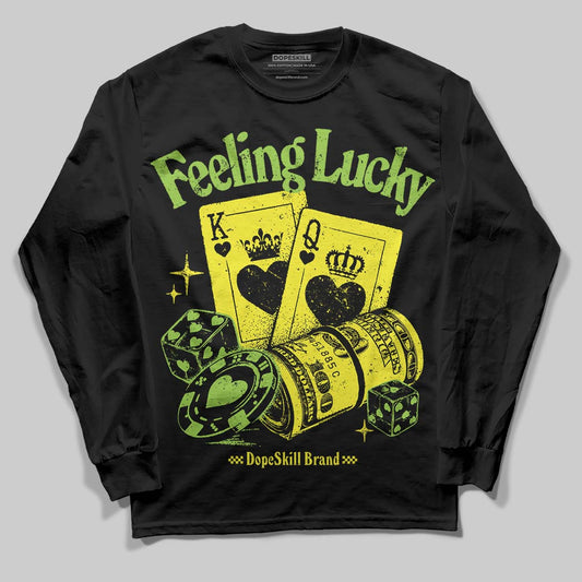 Neon Green Sneakers DopeSkill Long Sleeve T-Shirt Feeling Lucky Graphic Streetwear - Black