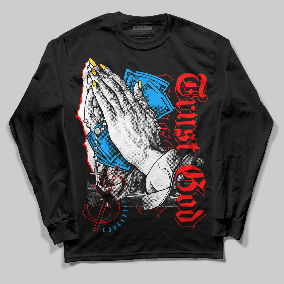 Nike Dunk Low x LeBron James 'Fruity Pebbles' DopeSkill Long Sleeve T-Shirt Trust God Graphic Streetwear - Black