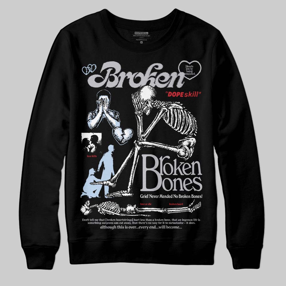 Jordan 5 Retro OG Black Metallic Reimagined DopeSkill Sweatshirt Broken Bones Graphic Streetwear - Black