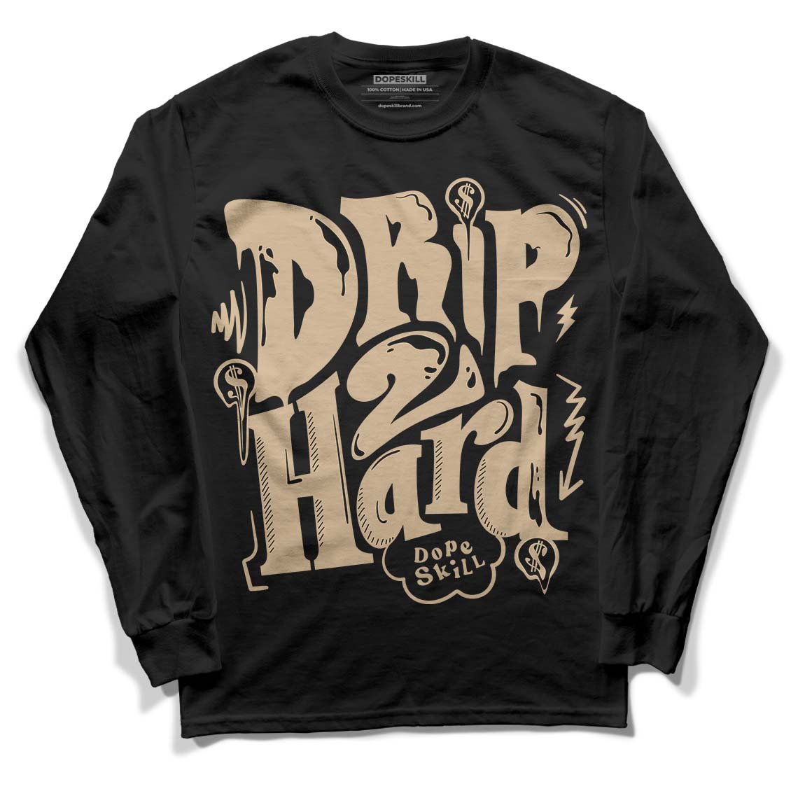 TAN Sneakers DopeSkill Long Sleeve T-Shirt Drip Too Hard Graphic Streetwear - Black