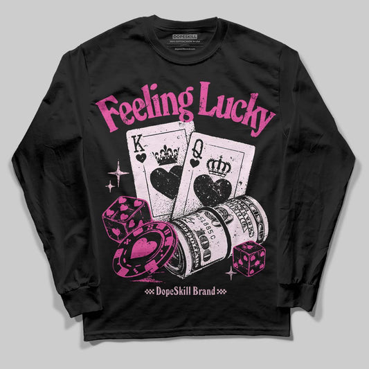 Pink Sneakers DopeSkill Long Sleeve T-Shirt Feeling Lucky Graphic Streetwear - Black