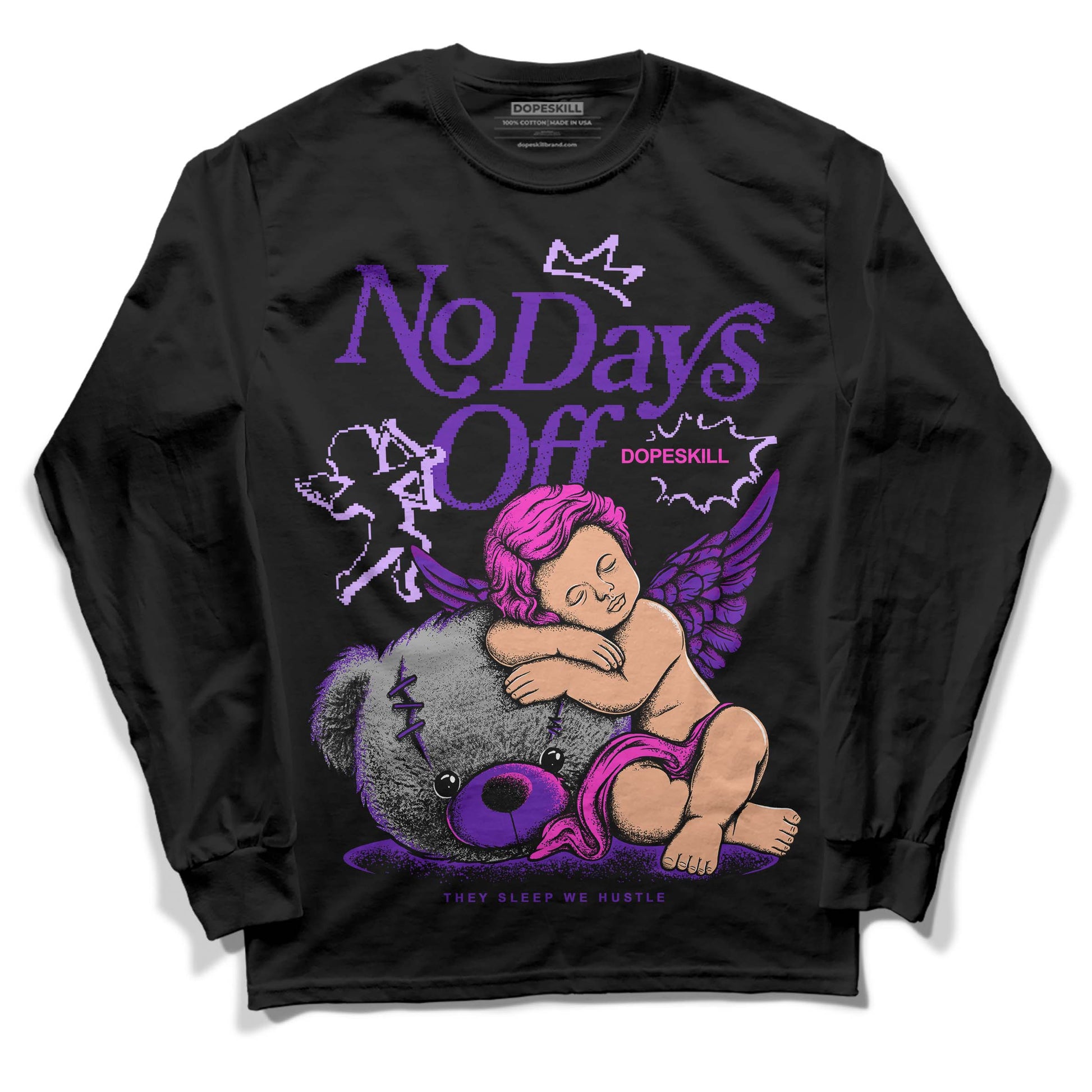 Jordan 13 Court Purple DopeSkill Long Sleeve T-Shirt New No Days Off Graphic Streetwear - Black