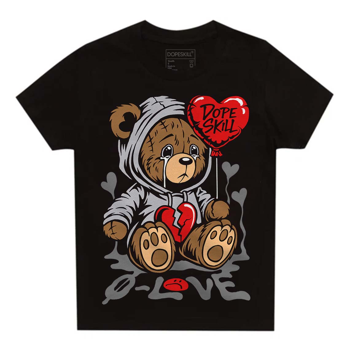 Grey Sneakers DopeSkill Toddler Kids T-shirt Broken Bear Graphic Streetwear - black