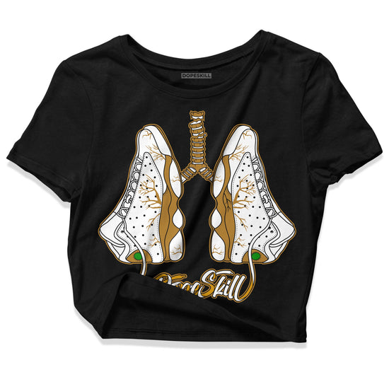 Jordan 13 Wheat 2023 DopeSkill Women's Crop Top Breathe Graphic Streetwear - Black