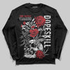 Jordan 5 Retro Fire Red Black Tongue (2025) DopeSkill Long Sleeve T-Shirt Side Hustle Graphic Streetwear - Black