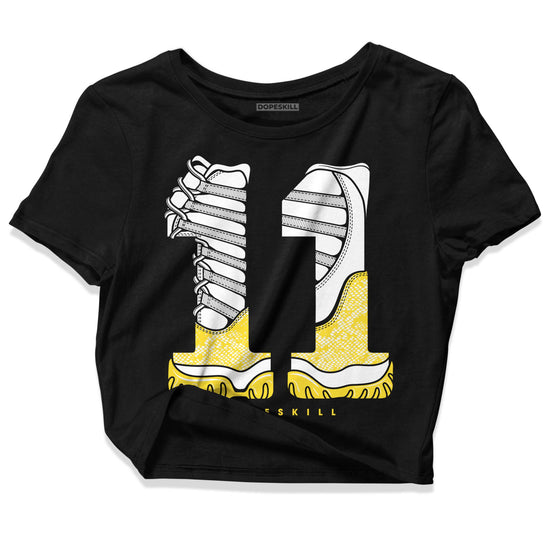 Jordan 11 Low 'Yellow Snakeskin' DopeSkill Women's Crop Top No.11 Graphic Streetwear - Black