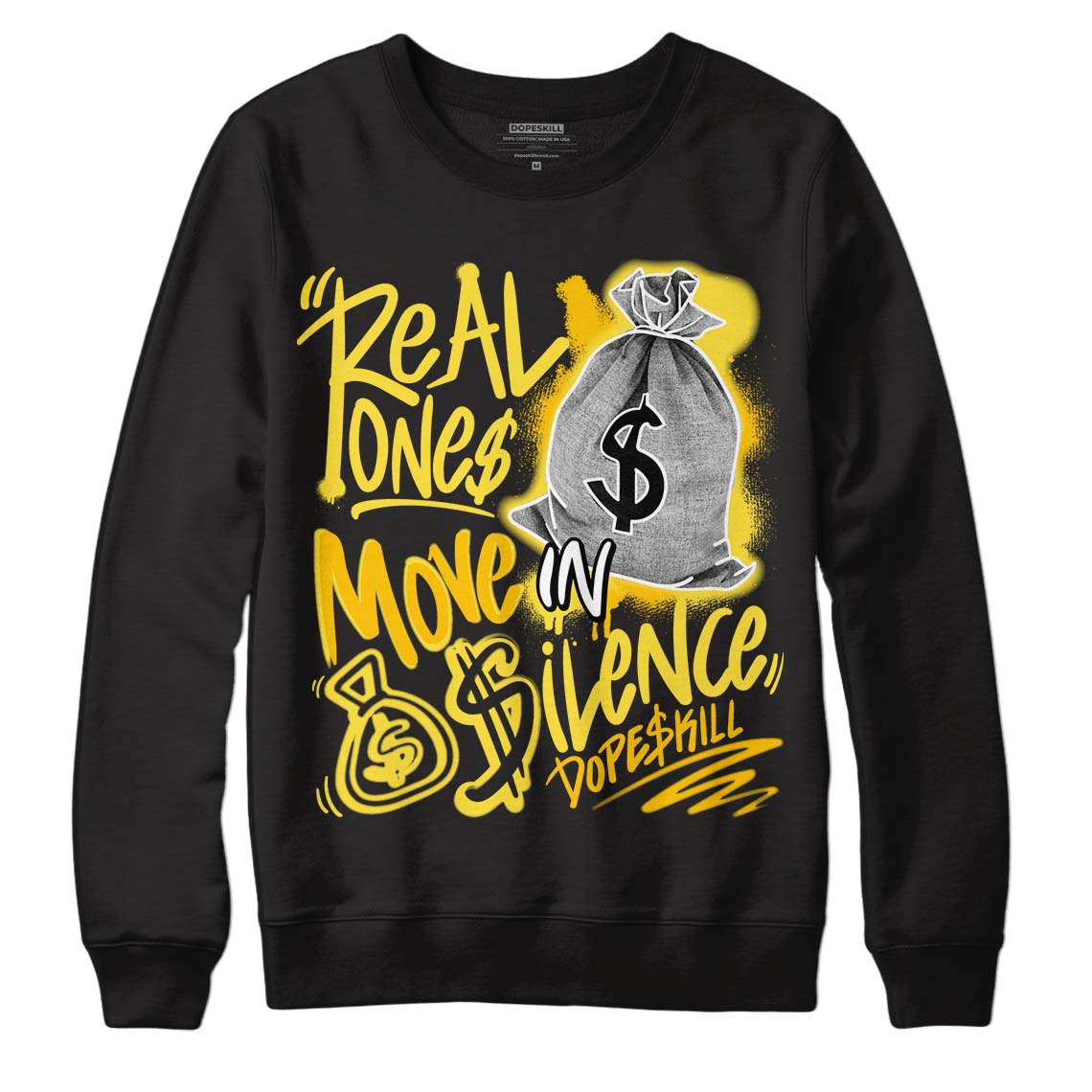 Jordan 11 Low 'Yellow Snakeskin' DopeSkill Sweatshirt Real Ones Move In Silence Graphic Streetwear - Black