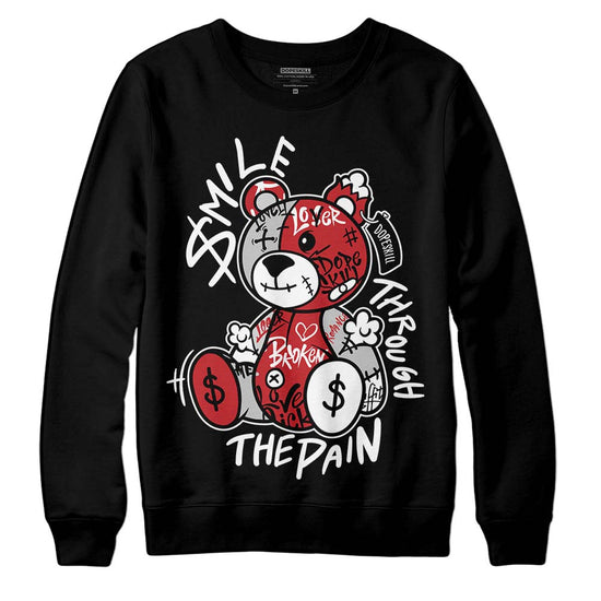 Jordan 12 “Red Taxi” DopeSkill Sweatshirt Smile Through The Pain Graphic Streetwear - Black