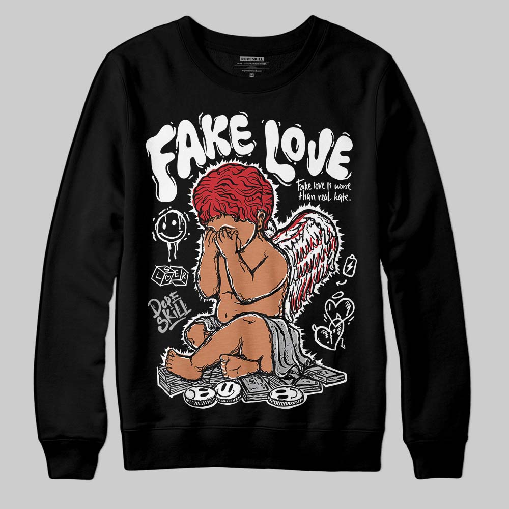 Jordan 4 OG “White Cement” DopeSkill Sweatshirt False Love Graphic Streetwear - Black