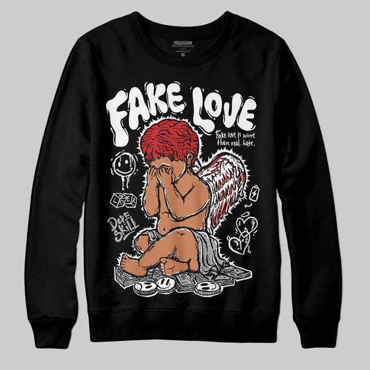 Jordan 4 OG “White Cement” DopeSkill Sweatshirt False Love Graphic Streetwear - Black