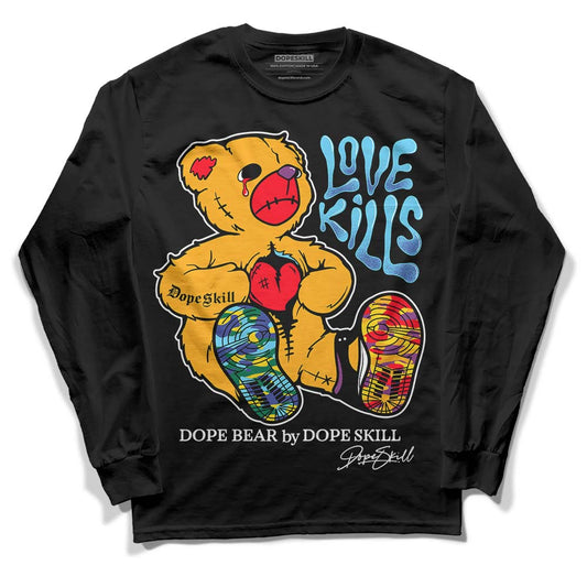 Jordan 1 Mid GS 'Six Championships' DopeSkill Long Sleeve T-Shirt Love Kills Graphic Streetwear - Black