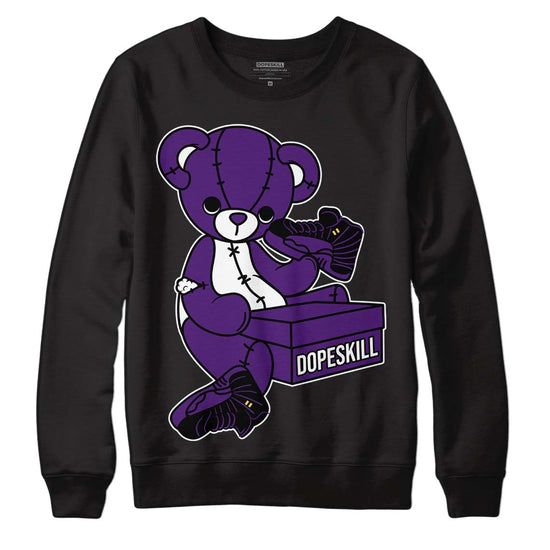 Jordan 12 “Field Purple” DopeSkill Sweatshirt Sneakerhead BEAR Graphic Streetwear - Black