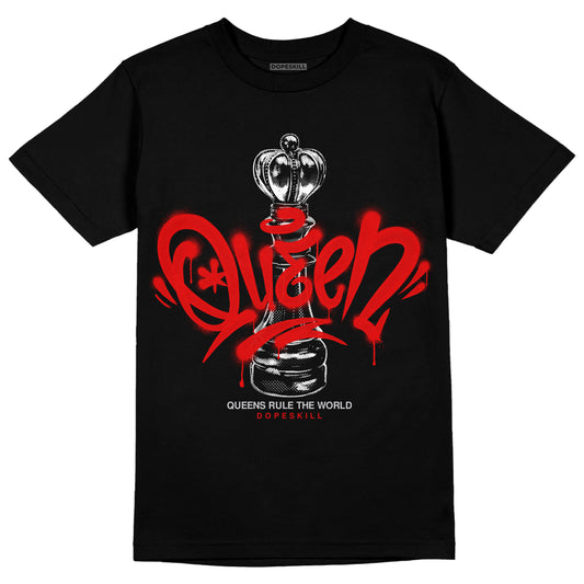 Jordan 4 Retro Red Cement DopeSkill T-Shirt Queen Chess Graphic Streetwear - Black