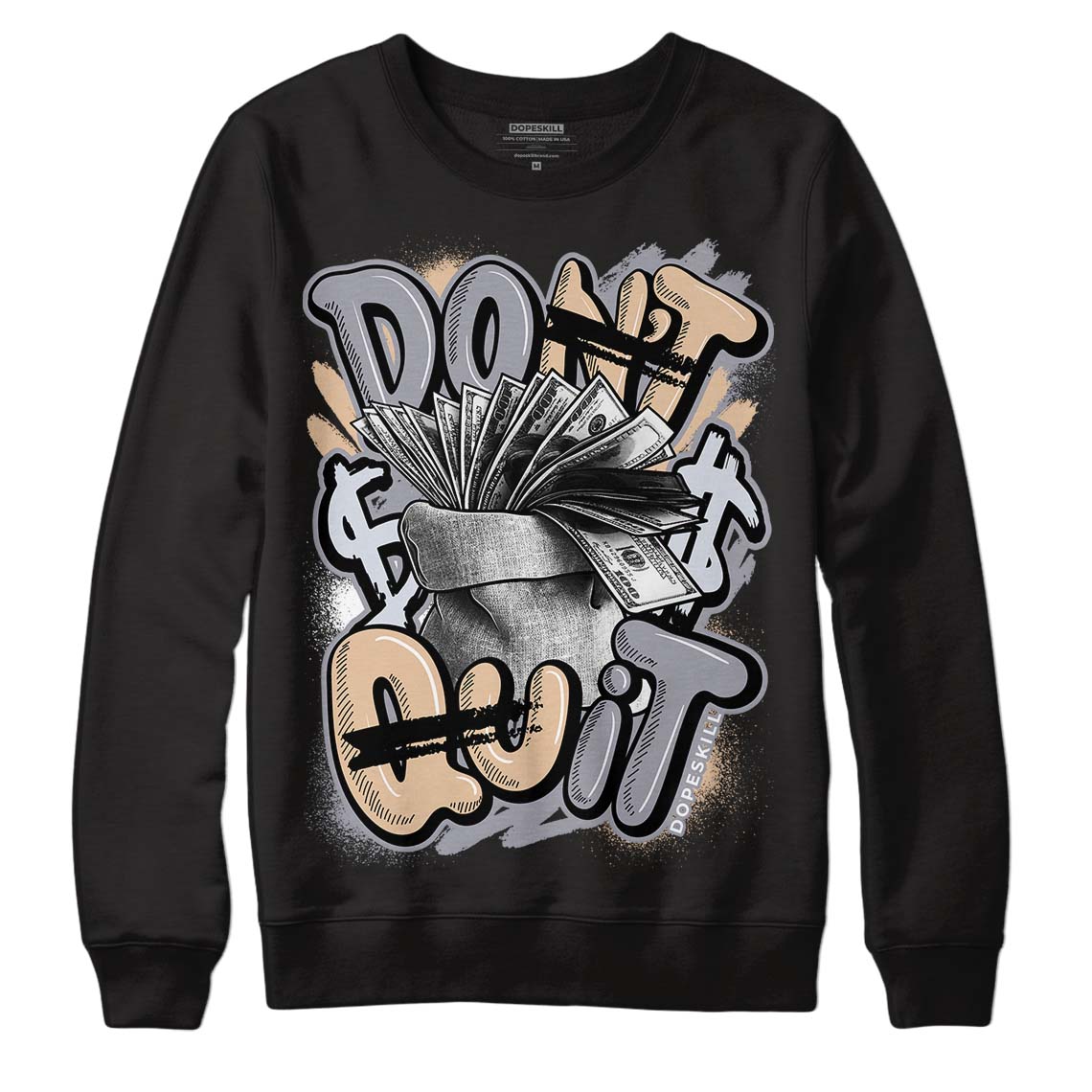 Jordan 4 Retro Frozen Moments DopeSkill Sweatshirt Don't Quit Graphic Streetwear - Black 