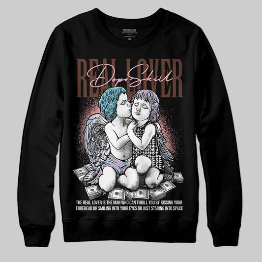 Harris Tweed x Dunk Low Denim Turquoise and Baroque Brown DopeSkill Sweatshirt Real Lover Graphic Streetwear - Black
