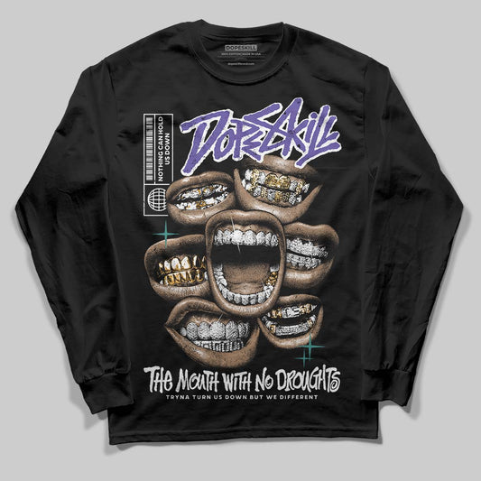 Jordan 5 OG “Grape” DopeSkill Long Sleeve T-Shirt The Mouth With No Droughts Graphic Streetwear - Black