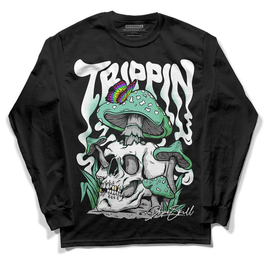 Jordan 1 High OG Green Glow DopeSkill Long Sleeve T-Shirt Trippin Graphic Streetwear - Black