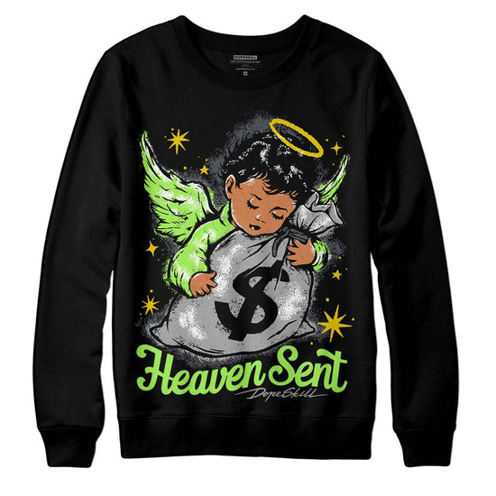 Jordan 5 Green Bean DopeSkill Sweatshirt Heaven Sent Graphic Streetwear - Black