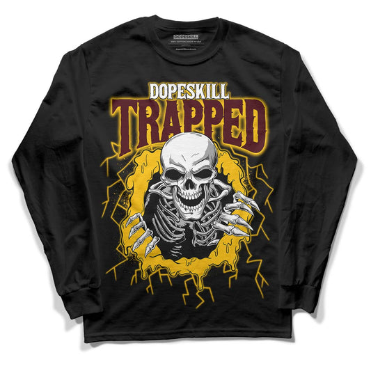 Dunk Yellow Bordeaux DopeSkill Long Sleeve T-Shirt Trapped Halloween Graphic Streetwear - Black