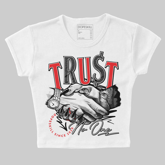 Jordan Spizike Low Bred DopeSkill Women's Crop Top Trust No One Graphic Streetwear - White