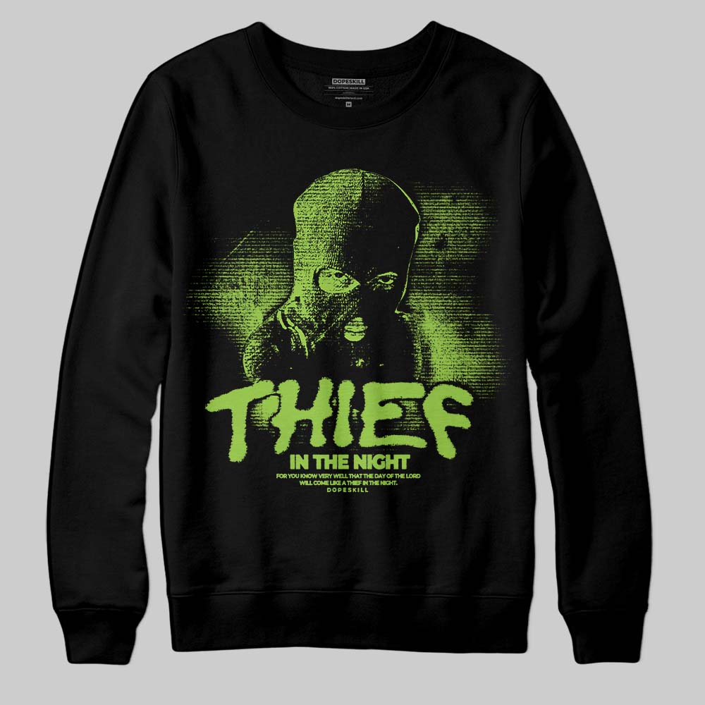 Neon Green Sneakers DopeSkill Sweatshirt Thief In The Night Graphic Streetwear - Black