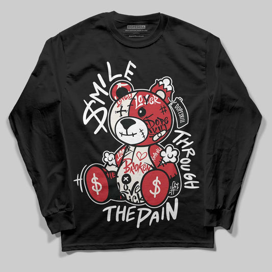 Jordan 4 “Flight Club” DopeSkill Long Sleeve T-Shirt Smile Through The Pain Graphic Streetwear - Black