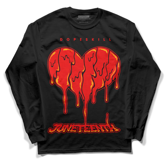 Red Sneakers DopeSkill Long Sleeve T-Shirt Juneteenth Heart Graphic Streetwear - Black