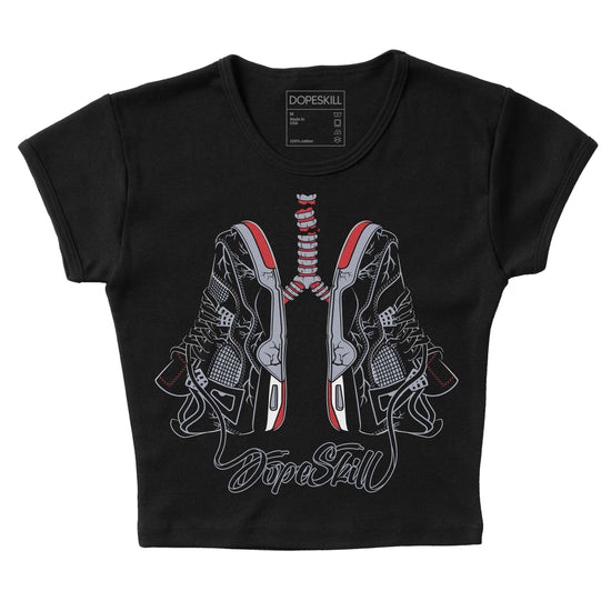 Jordan 4 “Bred Reimagined” DopeSkill Women's Crop Top Breathe Graphic Streetwear - Black