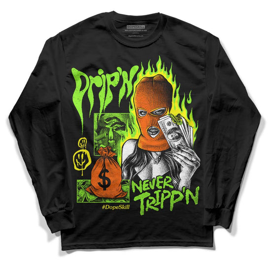 Neon Green Sneakers DopeSkill Long Sleeve T-Shirt Drip'n Never Tripp'n Graphic Streetwear - Black