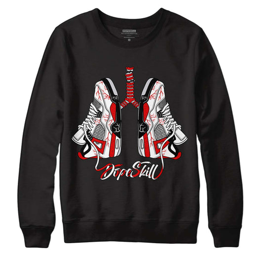 Jordan 4 Retro Red Cement DopeSkill Sweatshirt Breathe Graphic Streetwear - Black