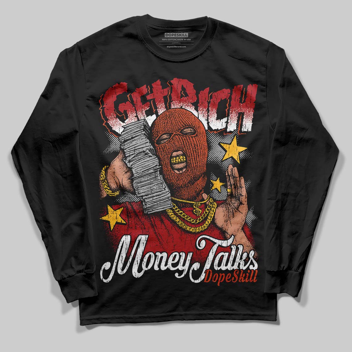 Nigel Sylvester x Air Jordan 4 ‘Brick by Brick’ DopeSkill Long Sleeve T-Shirt Get Rich Graphic Streetwear - Black