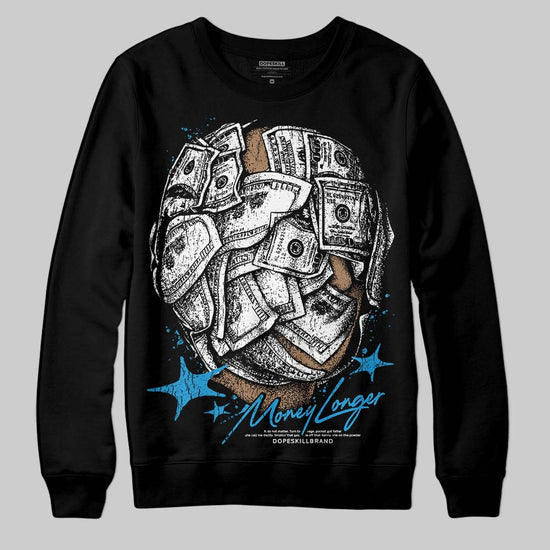 Jordan 4 Retro Military Blue DopeSkill Sweatshirt Money Longer Graphic Streetwear - Black