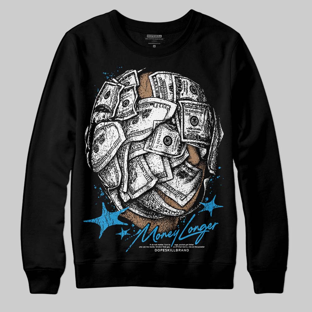 Jordan 4 Retro Military Blue DopeSkill Sweatshirt Money Longer Graphic Streetwear - Black