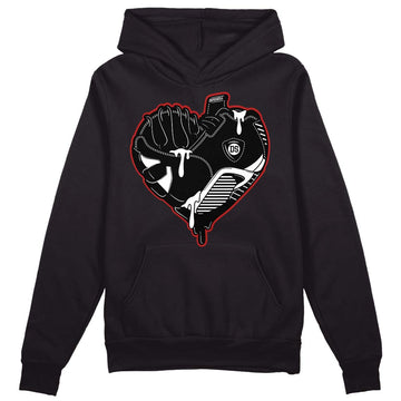 Jordan 14 "Black/White" DopeSkill Hoodie Sweatshirt Heart Jordan 14 Graphic Streetwear - Black