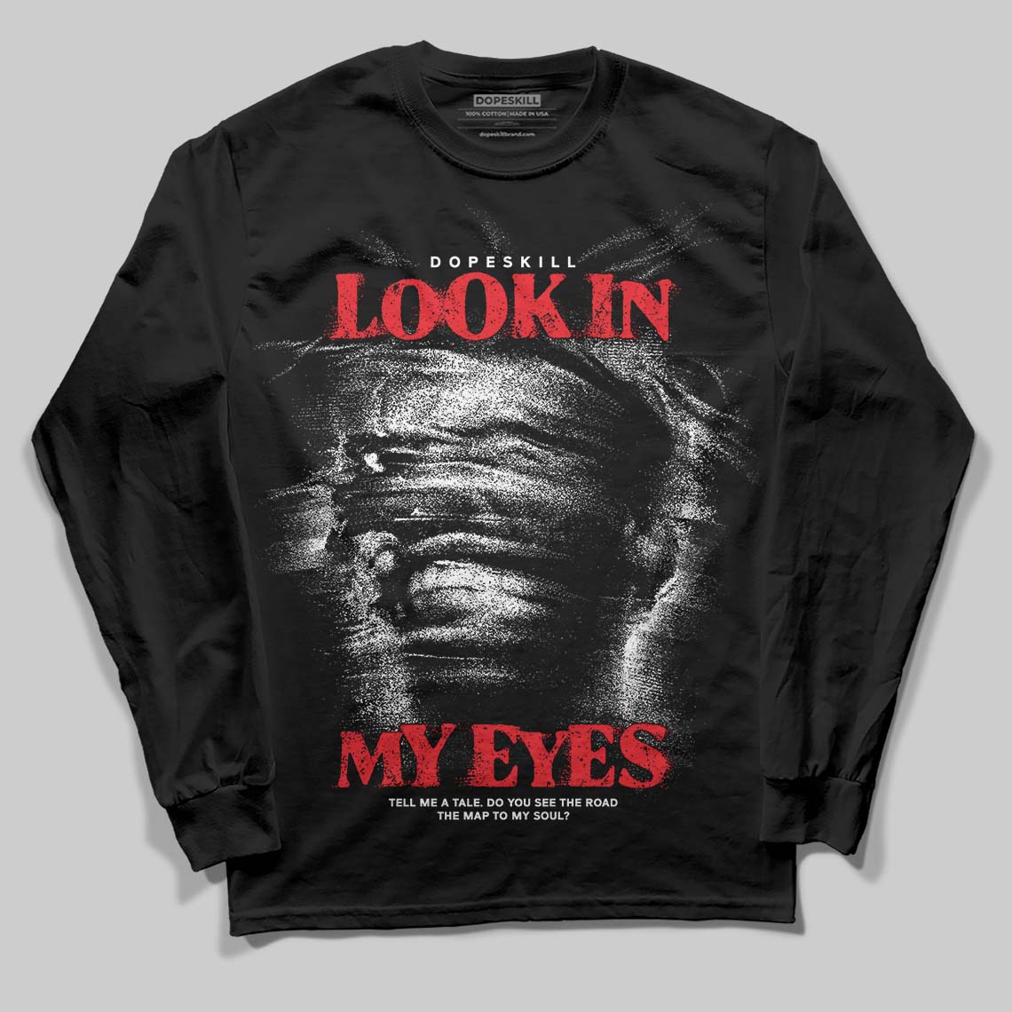 Black and White Sneakers DopeSkill Long Sleeve T-Shirt Look In My Eyes Graphic Streetwear - Black