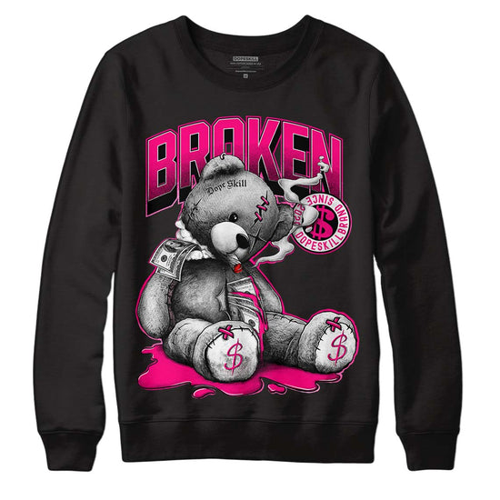 Jordan 1 Low GS “Fierce Pink” Dopeskill Sweatshirt Sick Bear Graphic Streetwear - Black