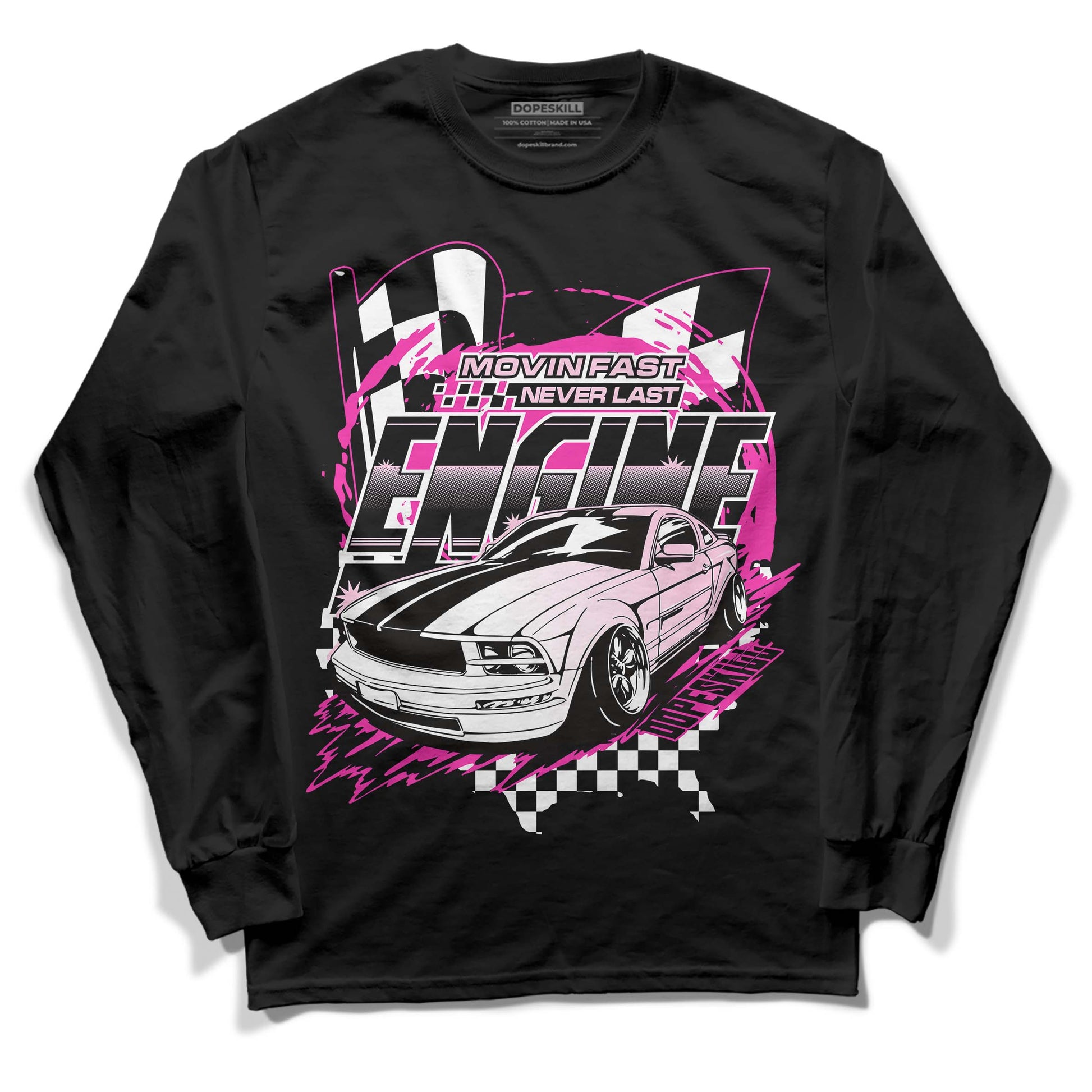 Pink Sneakers DopeSkill Long Sleeve T-Shirt ENGINE Tshirt Graphic Streetwear - Black