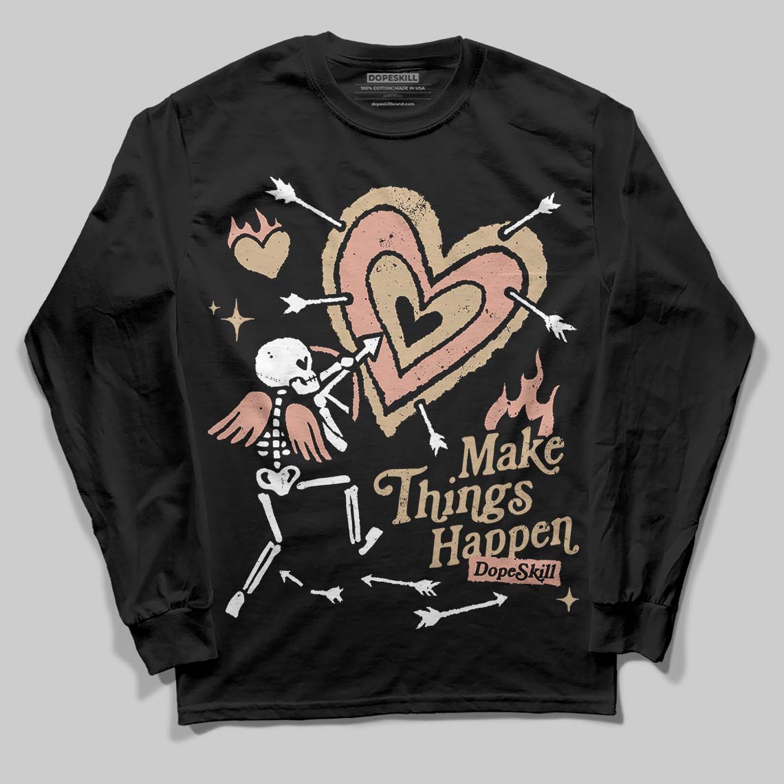 TAN Sneakers DopeSkill Long Sleeve T-Shirt Make Things Happen Graphic Streetwear - Black