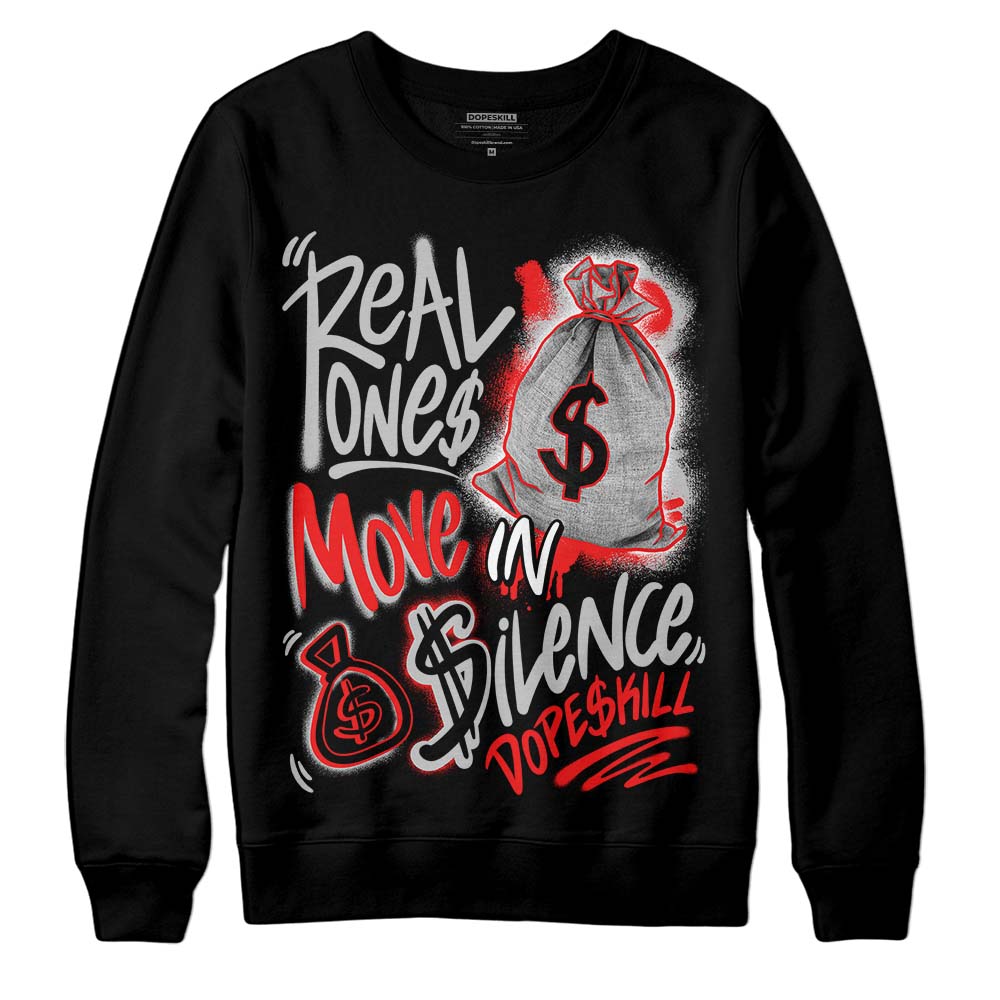 Jordan Spizike Low Bred DopeSkill Sweatshirt Real Ones Move In Silence Graphic Streetwear - Black