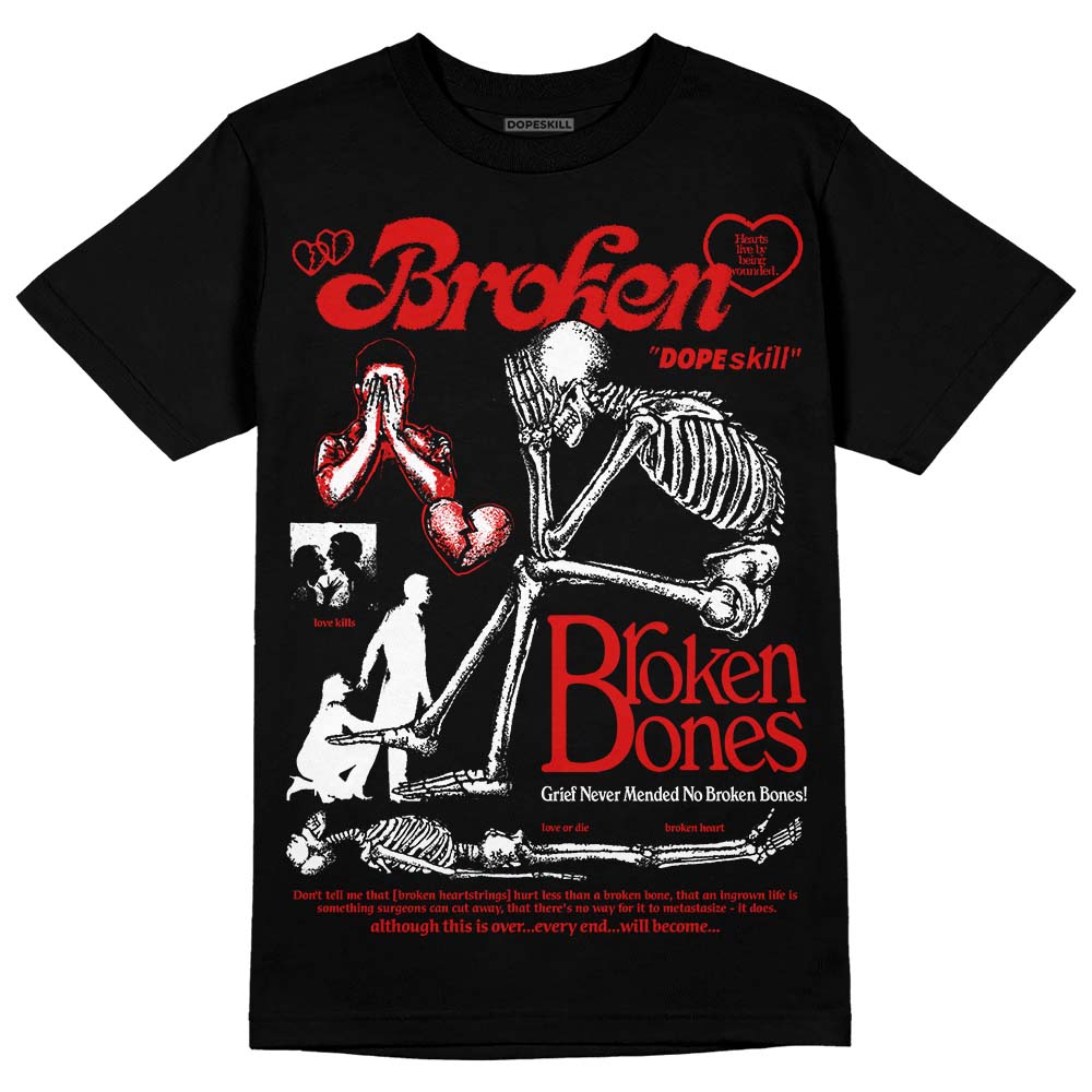 Jordan 3 Retro Fire Red DopeSkill T-Shirt Broken Bones Graphic Streetwear - Black