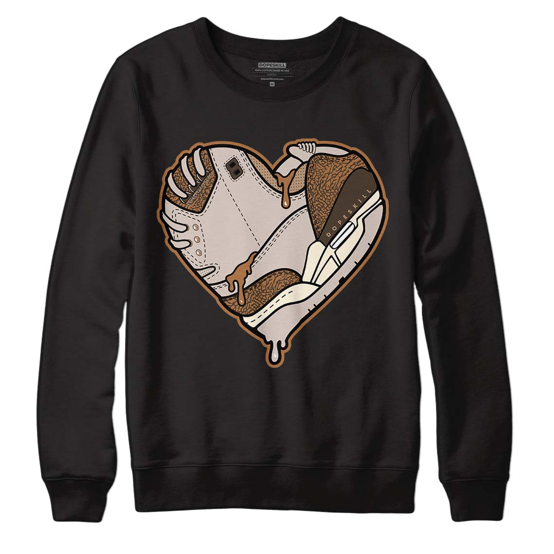 Jordan 3 Retro Palomino DopeSkill Sweatshirt Heart Jordan 3 Graphic Streetwear - Black