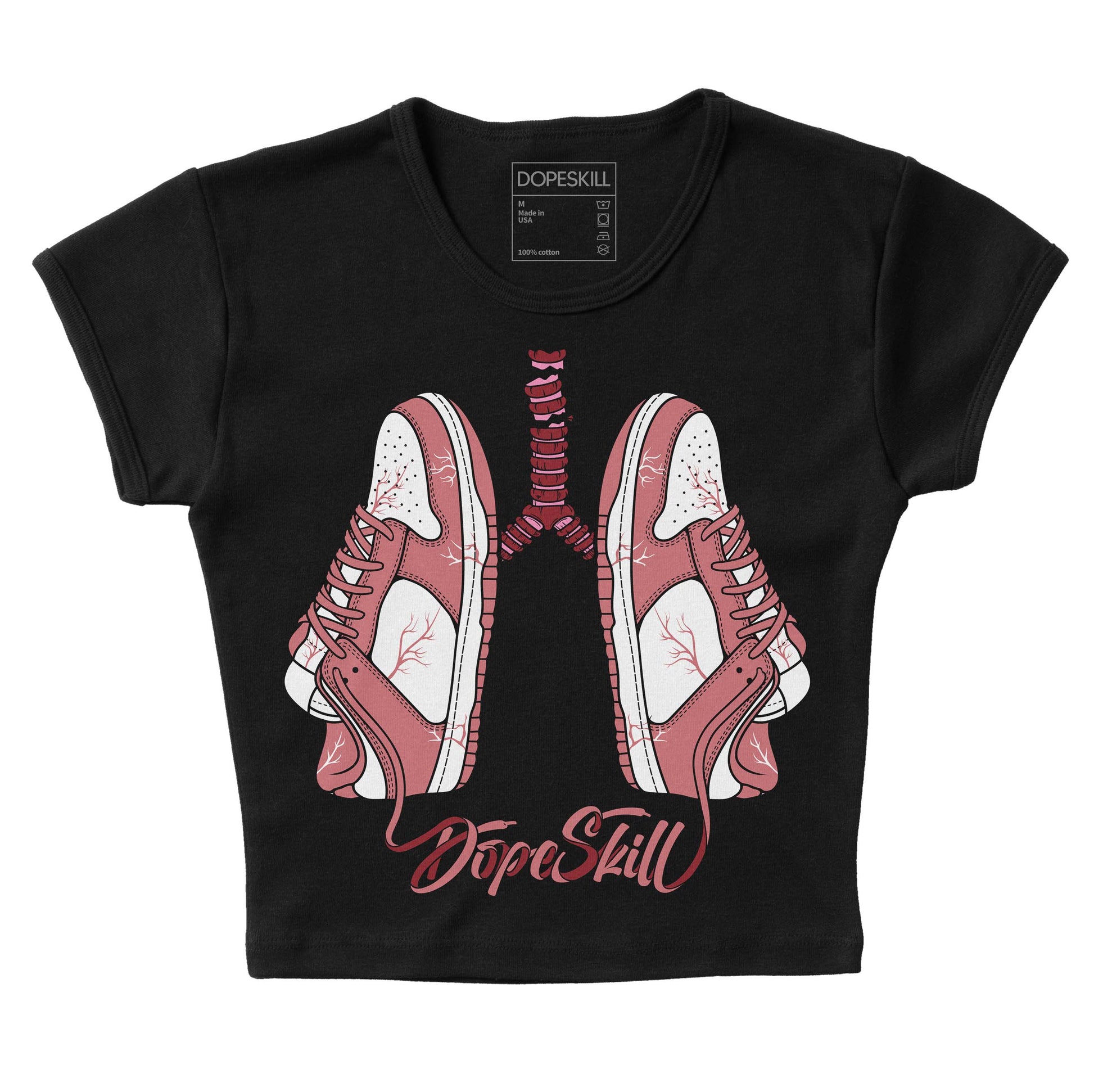 Valentine's Day Collection DopeSkill Women's Crop Top Breathe Graphic Streetwear - Black