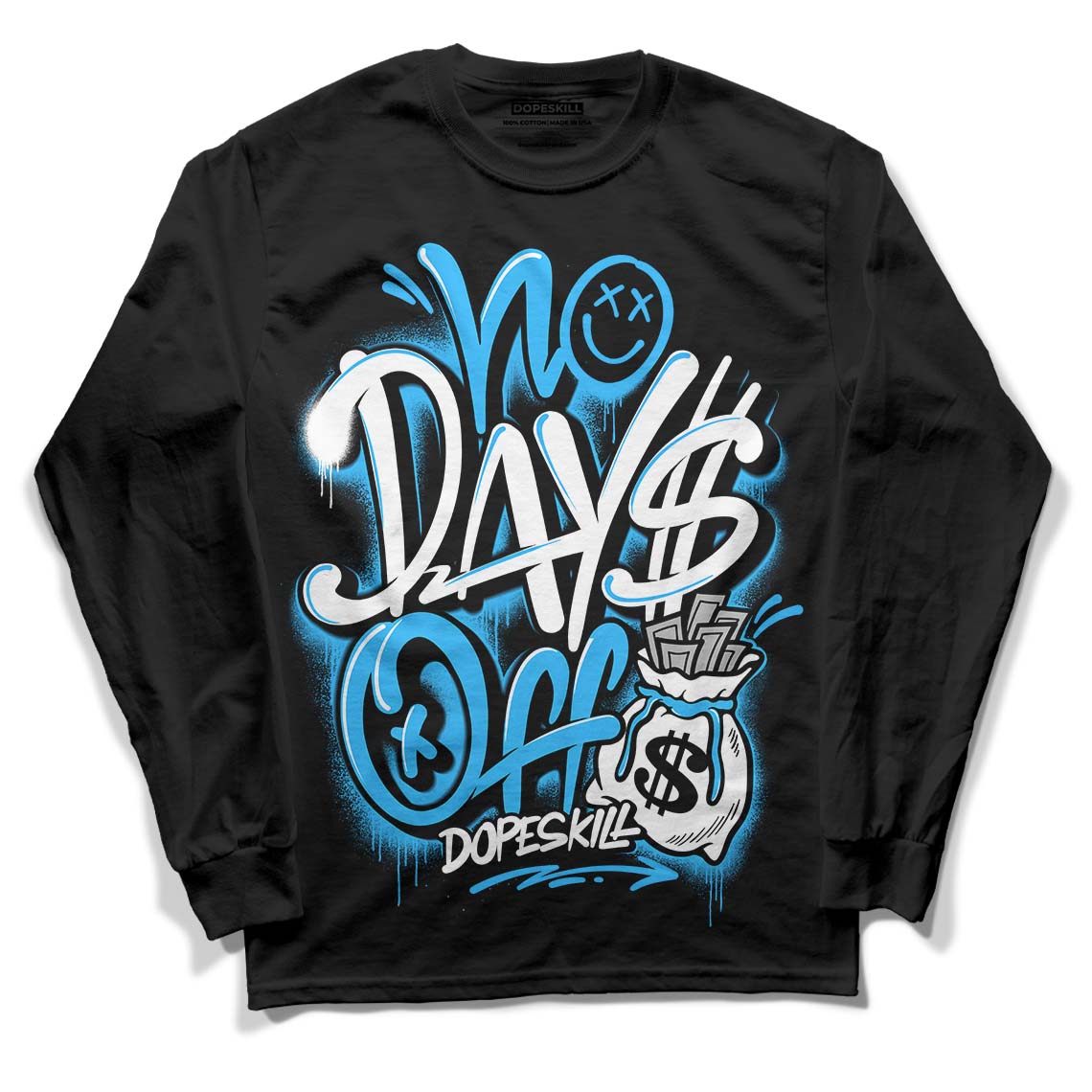 Jordan 2 Low "University Blue" DopeSkill Long Sleeve T-Shirt No Days Off Graphic Streetwear - Black