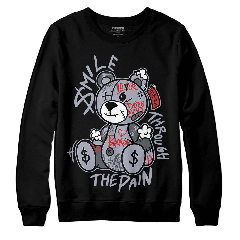 Jordan 4 “Bred Reimagined” DopeSkill Sweatshirt Smile Through The Pain Graphic Streetwear - Black