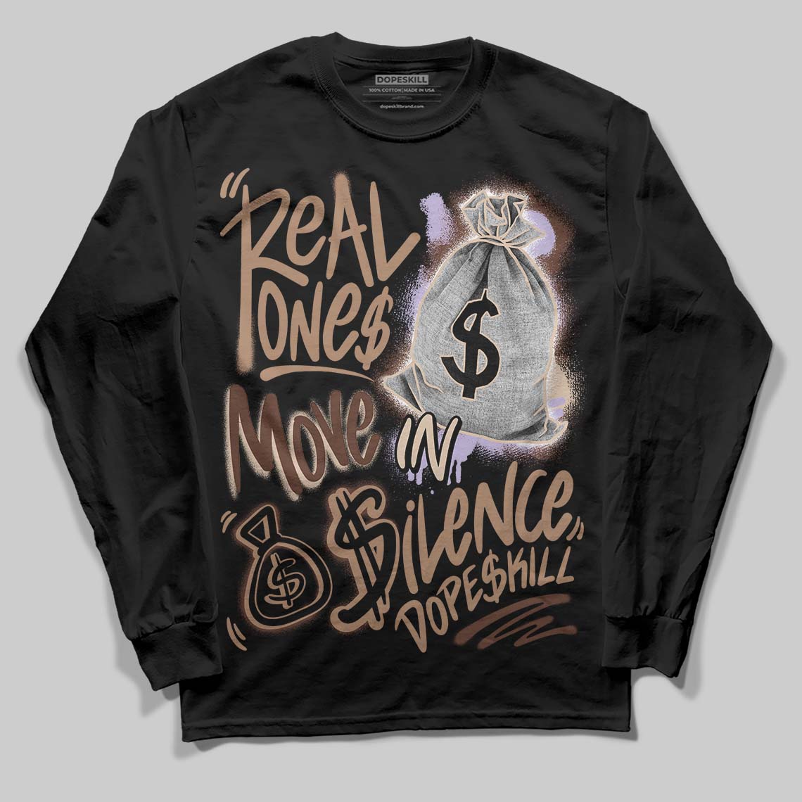 Harris Tweed x Wmns Dunk Low 'Sesame' DopeSkill Long Sleeve T-Shirt Real Ones Move In Silence Graphic Streetwear - Black