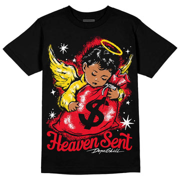 Jordan 4 Red Thunder DopeSkill T-Shirt Heaven Sent Graphic Streetwear - Black